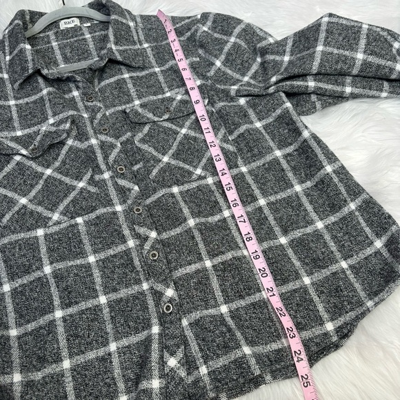 BKE from The Buckle Brushed Flannel Shirt Button Down Black White Eased Fit LRG - Picture 10 of 15